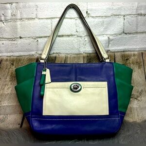 Coach Blue Y2K Leather Colorblock Carrie Purse